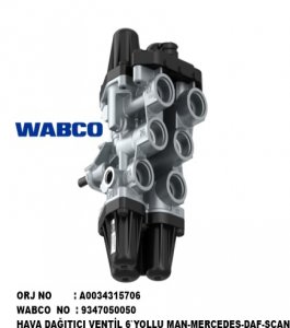 HAVA DAĞITICI VENTİL 6`YOLLU MAN-MERCEDES-DAF-SCAN WABCO 9347050050 A0034315706